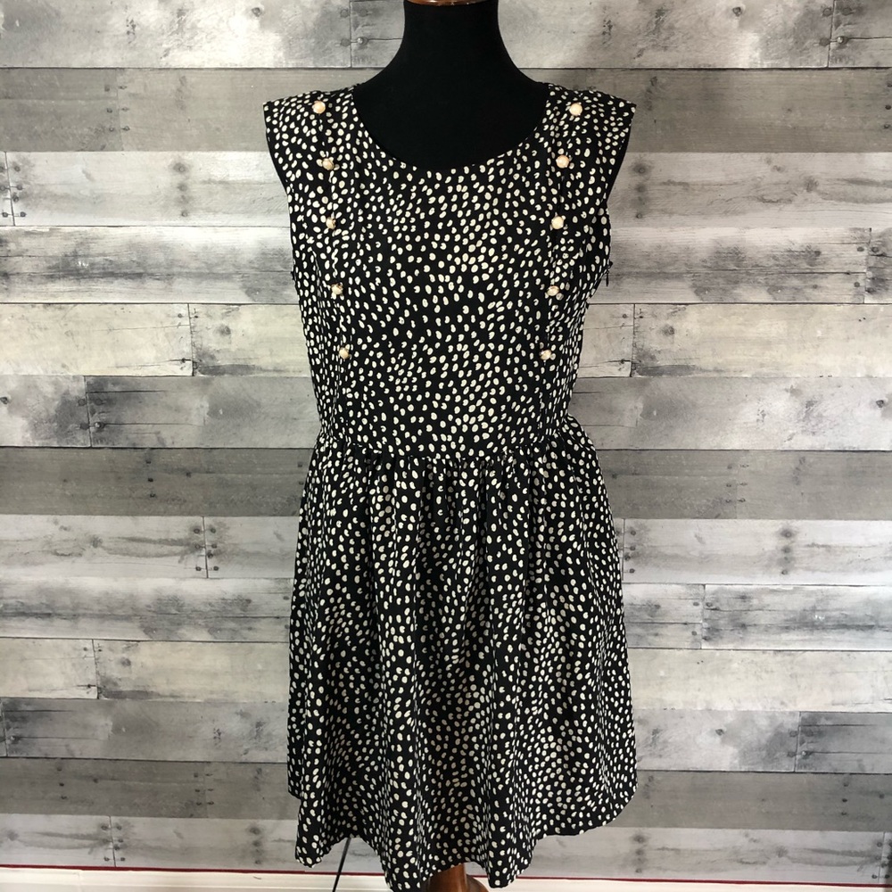 Iska London Black & White Dress w/ Pearl accents